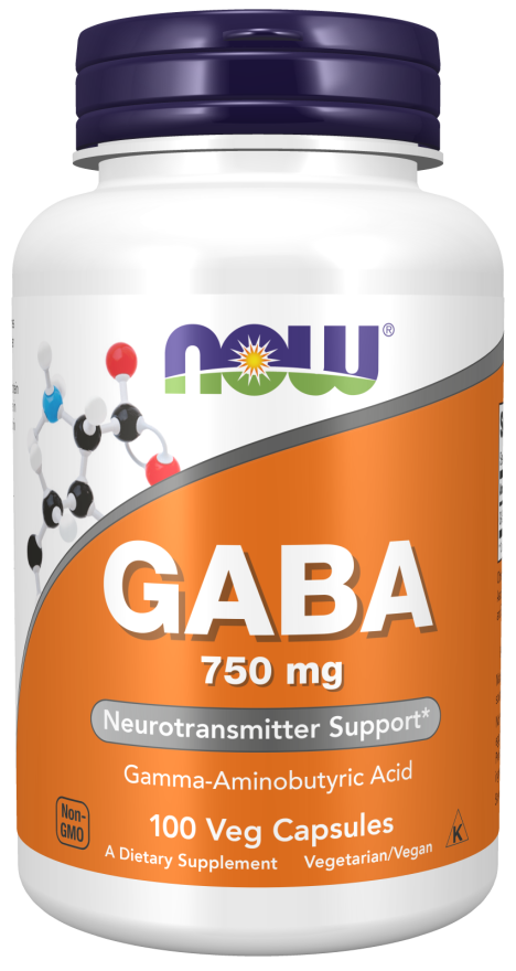 GABA 750 mg NOW Foods 100 cápsulas vegetales